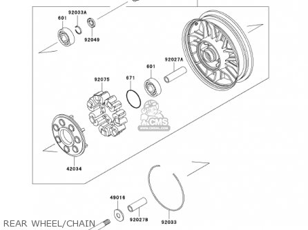 REAR WHEEL/CHAIN - ZG1200B15 VOYAGER XII 2001 USA CALIFORNIA CANADA