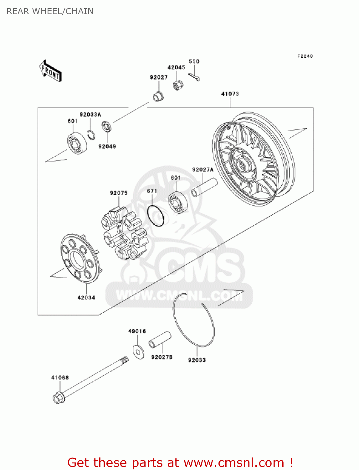 REAR WHEEL/CHAIN ZG1200B16 VOYAGER XII 2002 USA CALIFORNIA CANADA