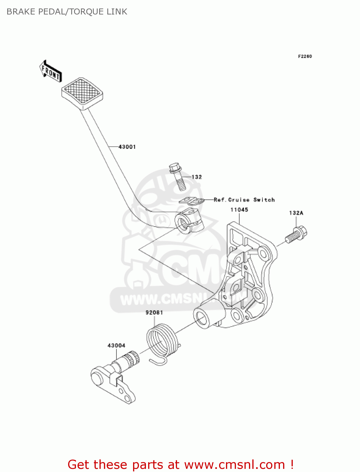 BRAKE PEDAL/TORQUE LINK ZG1200B16 VOYAGER XII 2002 USA CALIFORNIA CANADA