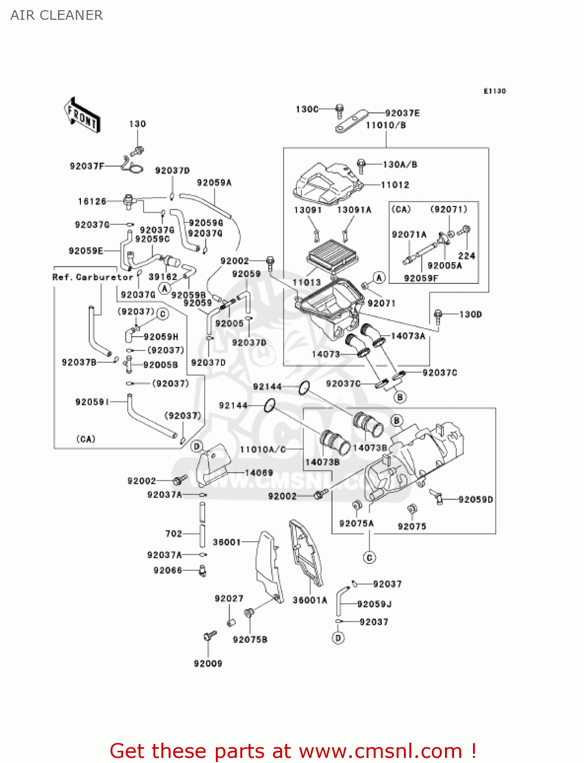 AIR CLEANER ZG1200B16 VOYAGER XII 2002 USA CALIFORNIA CANADA
