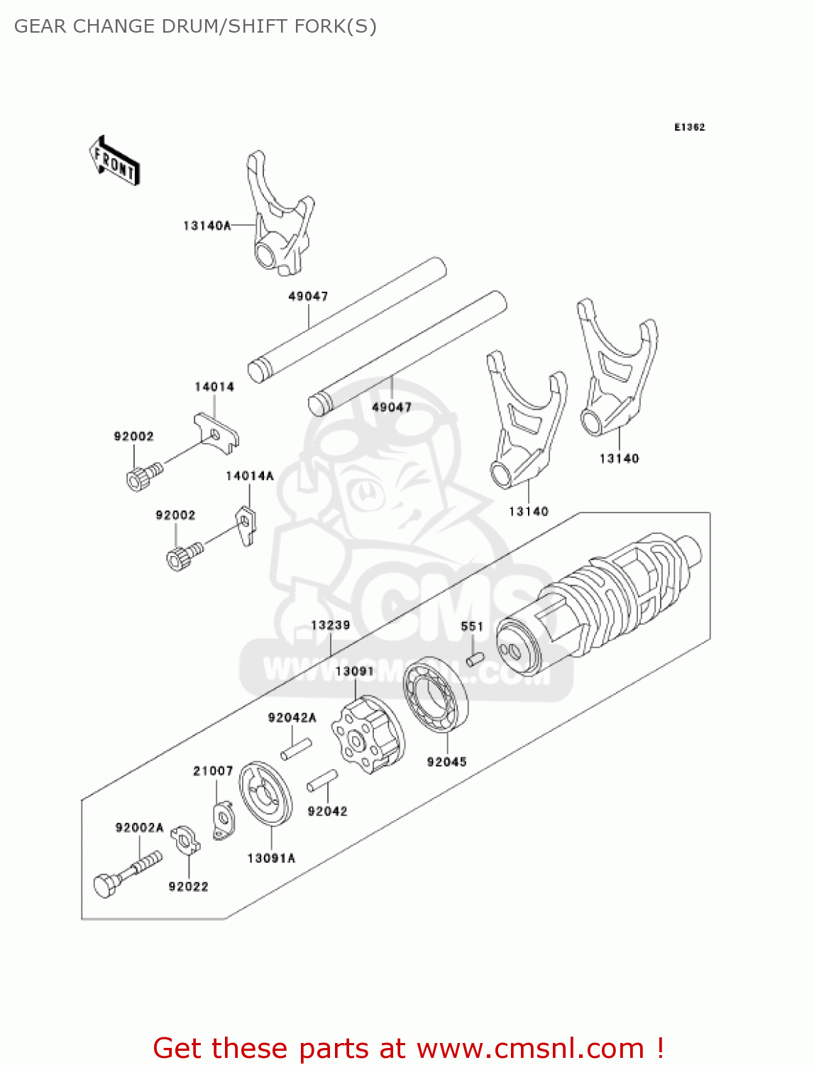 GEAR CHANGE DRUM/SHIFT FORK(S) ZG1200B16 VOYAGER XII 2002 USA CALIFORNIA CANADA