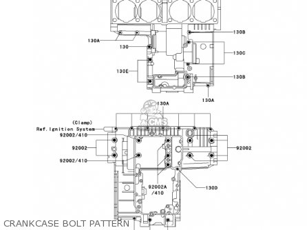 CRANKCASE BOLT PATTERN - ZG1200B16 VOYAGER XII 2002 USA CALIFORNIA CANADA