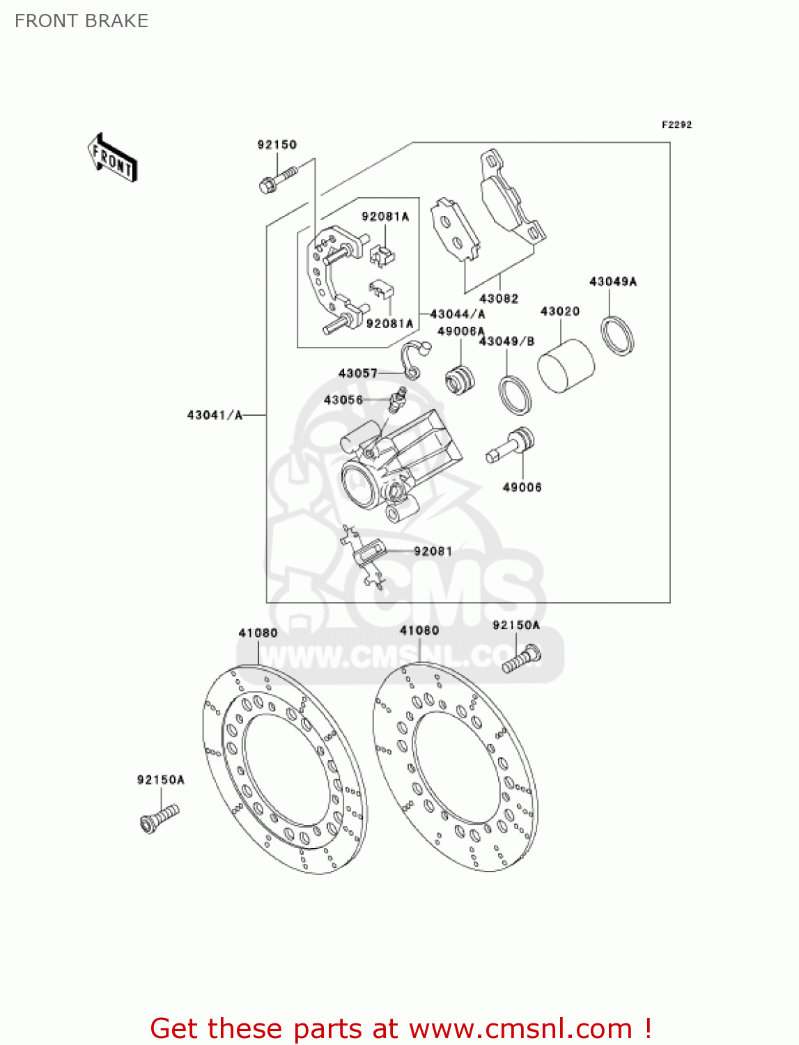 FRONT BRAKE ZG1200B17 VOYAGER XII 2003 USA CALIFORNIA CANADA