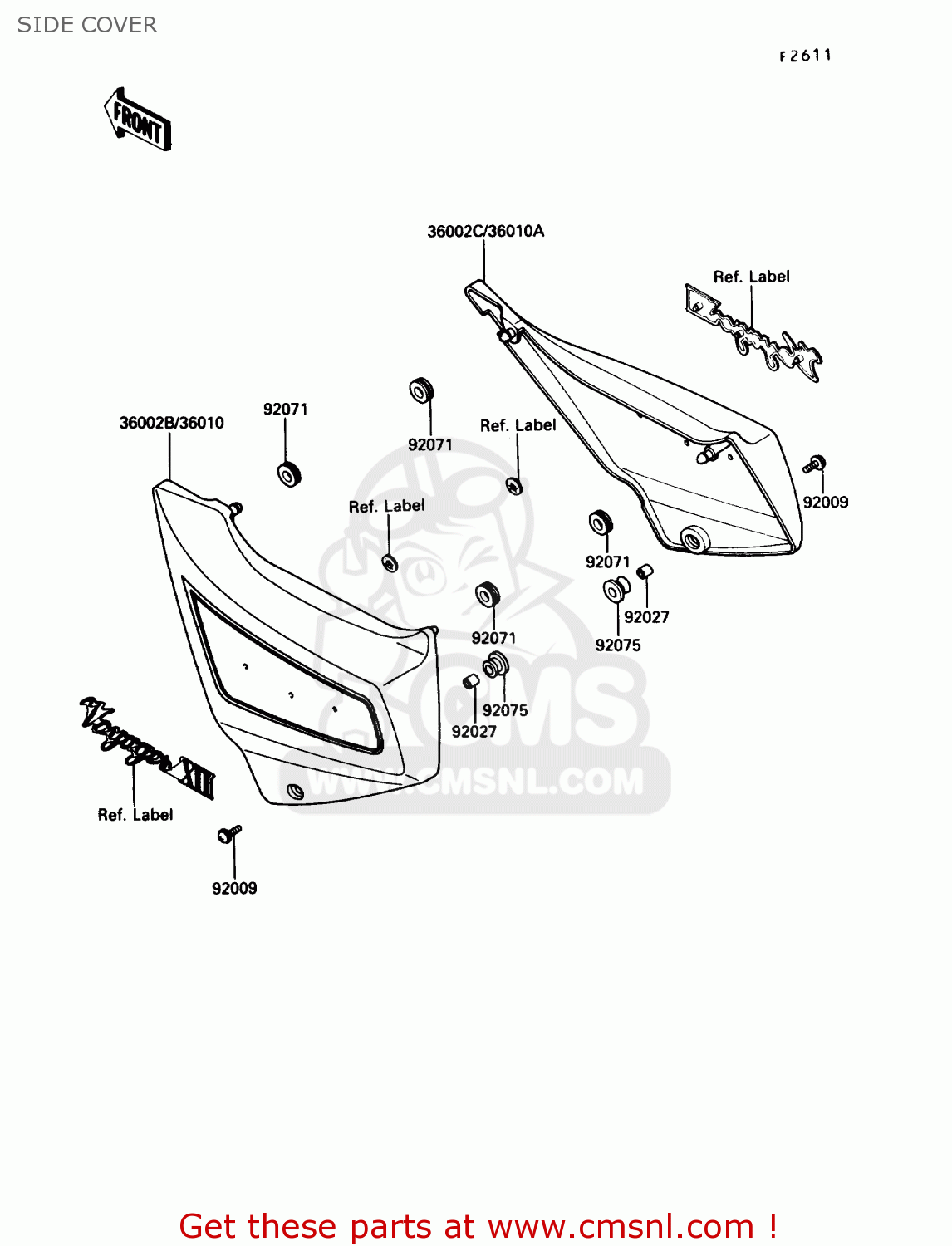SIDE COVER ZG1200B2 VOYAGER XII 1988 USA CALIFORNIA CANADA