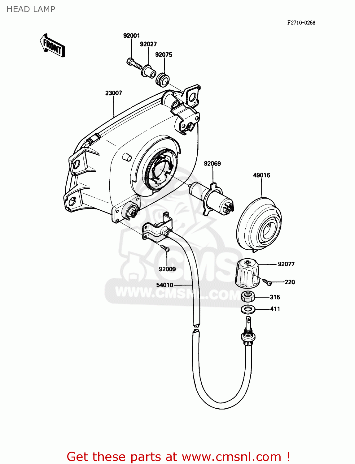 HEAD LAMP ZG1200B2 VOYAGER XII 1988 USA CALIFORNIA CANADA