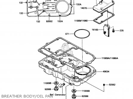 BREATHER BODY/OIL PAN - ZG1200B2 VOYAGER XII 1988 USA CALIFORNIA CANADA