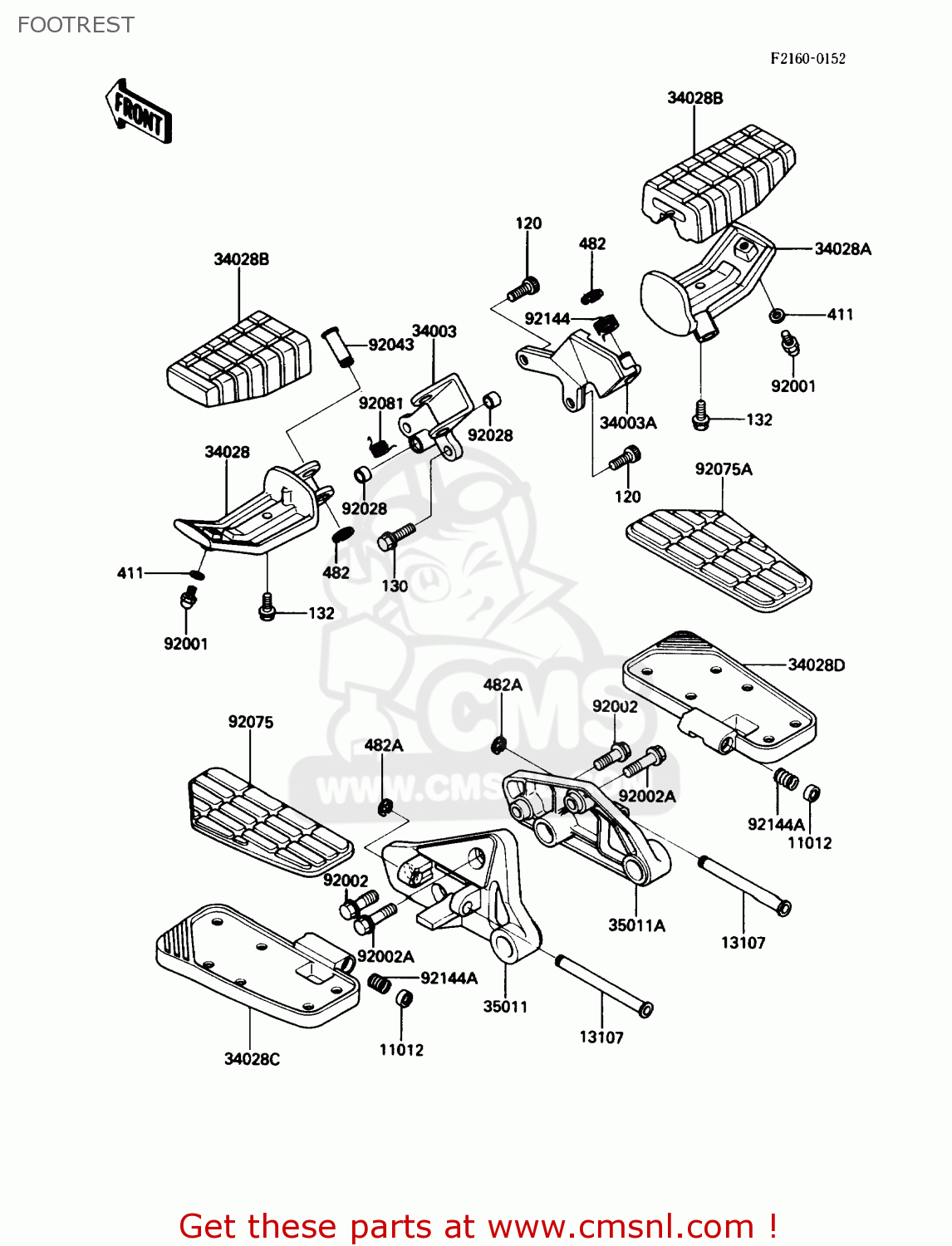 FOOTREST ZG1200B3 VOYAGER XII 1989 USA CALIFORNIA CANADA