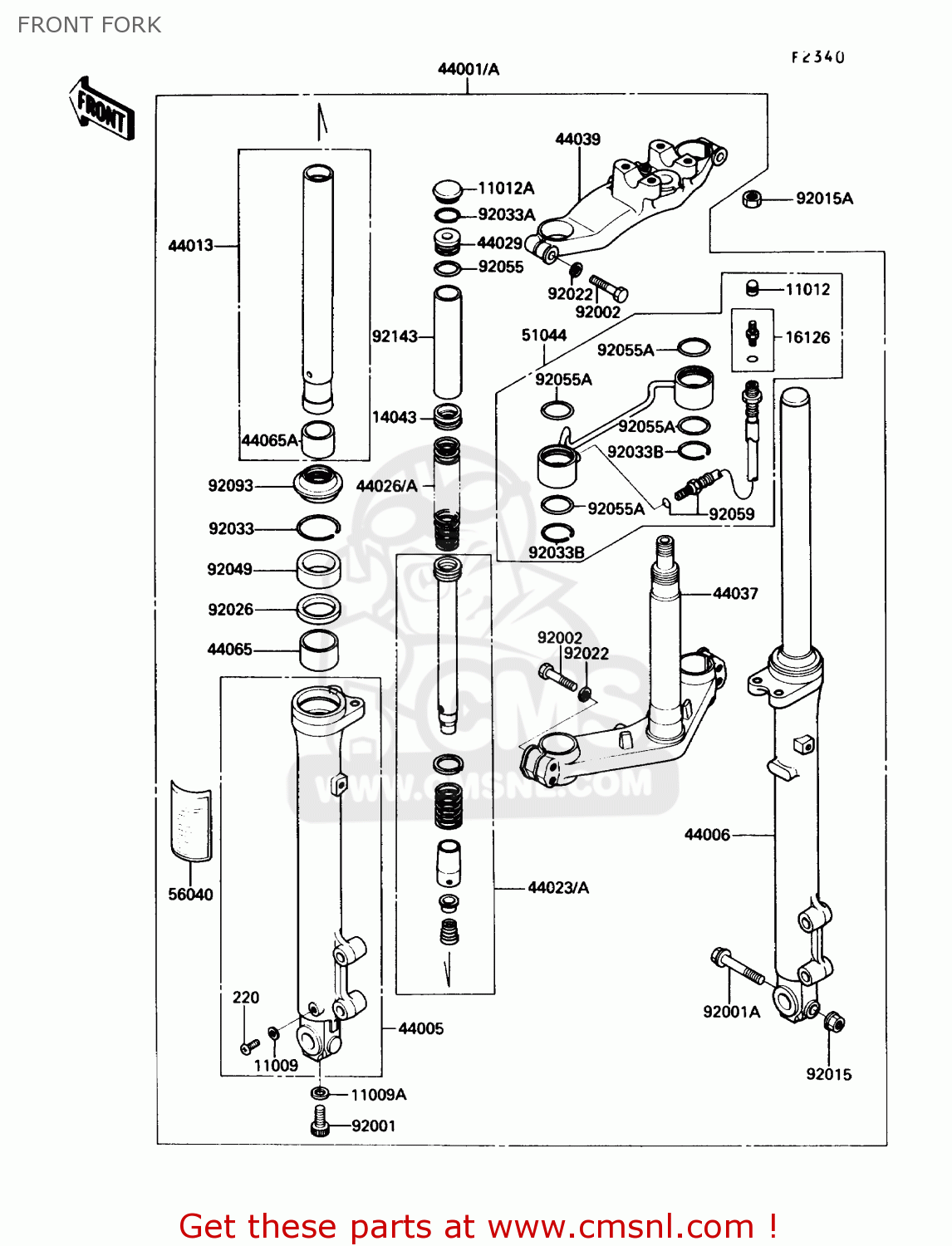 FRONT FORK ZG1200B3 VOYAGER XII 1989 USA CALIFORNIA CANADA