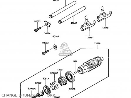 CHANGE DRUM/SHIFT FORK - ZG1200B3 VOYAGER XII 1989 USA CALIFORNIA CANADA