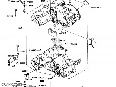 CRANKCASE - ZG1200B3 VOYAGER XII 1989 USA CALIFORNIA CANADA