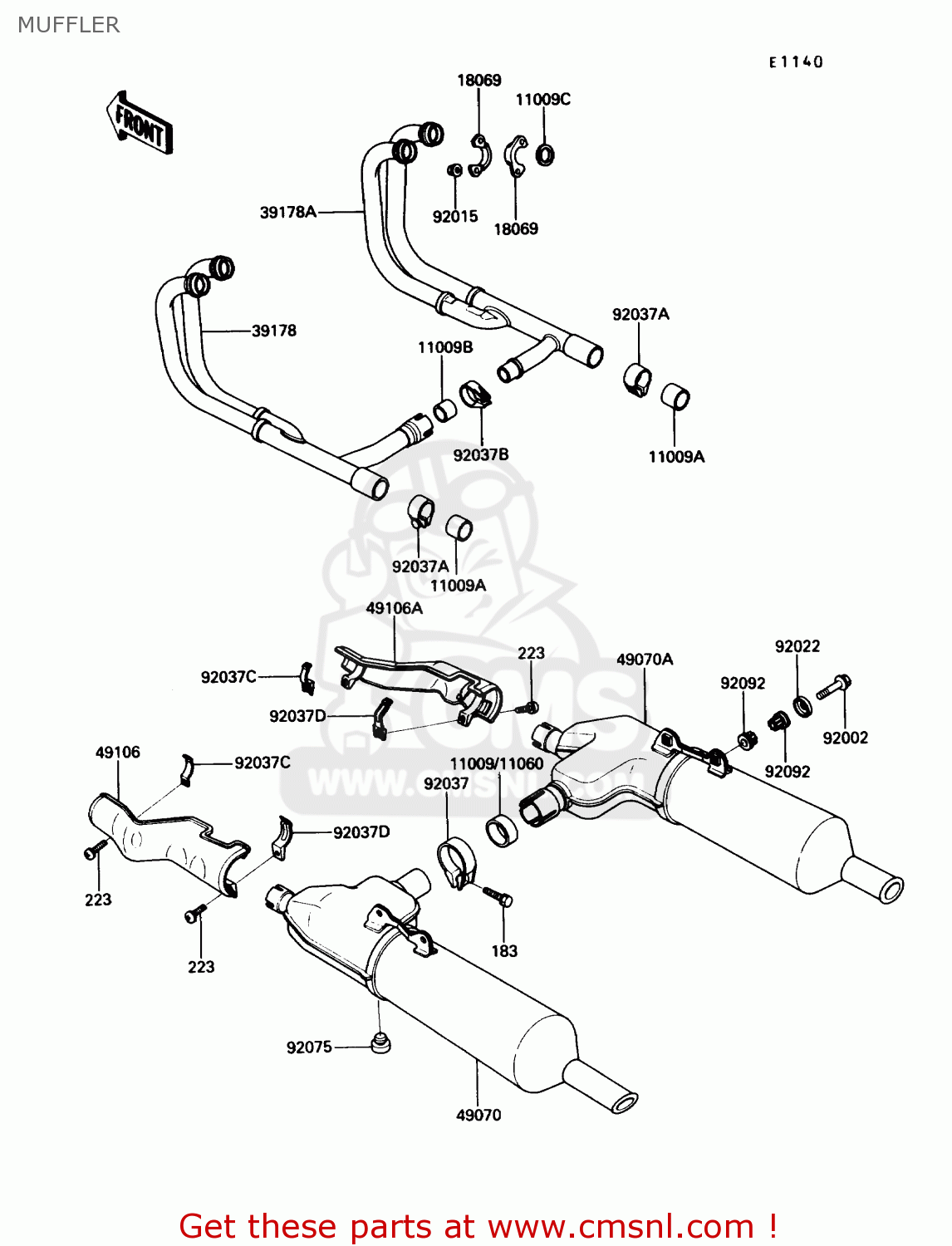 MUFFLER ZG1200B4 VOYAGER XII 1990 USA CALIFORNIA CANADA
