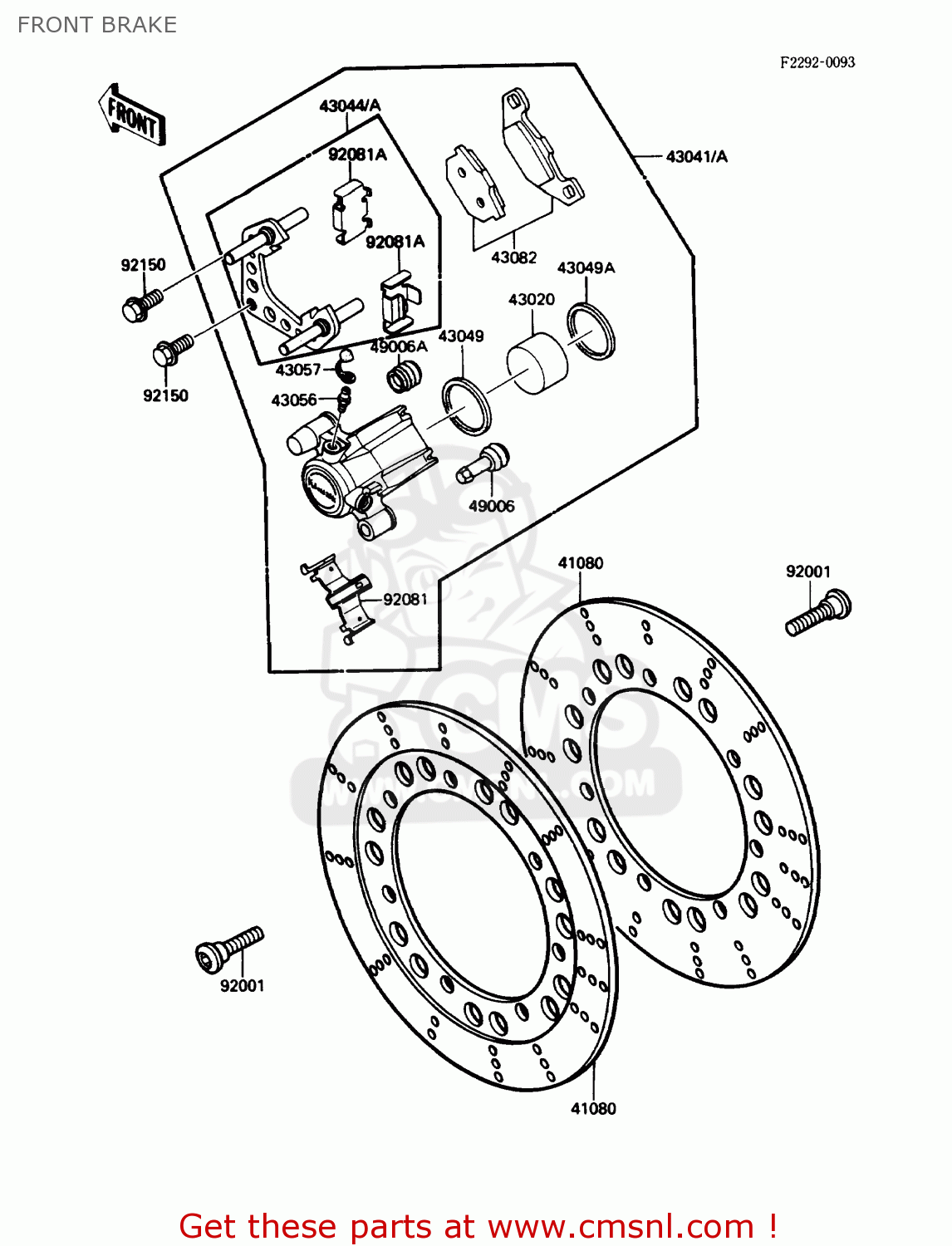 FRONT BRAKE ZG1200B4 VOYAGER XII 1990 USA CALIFORNIA CANADA