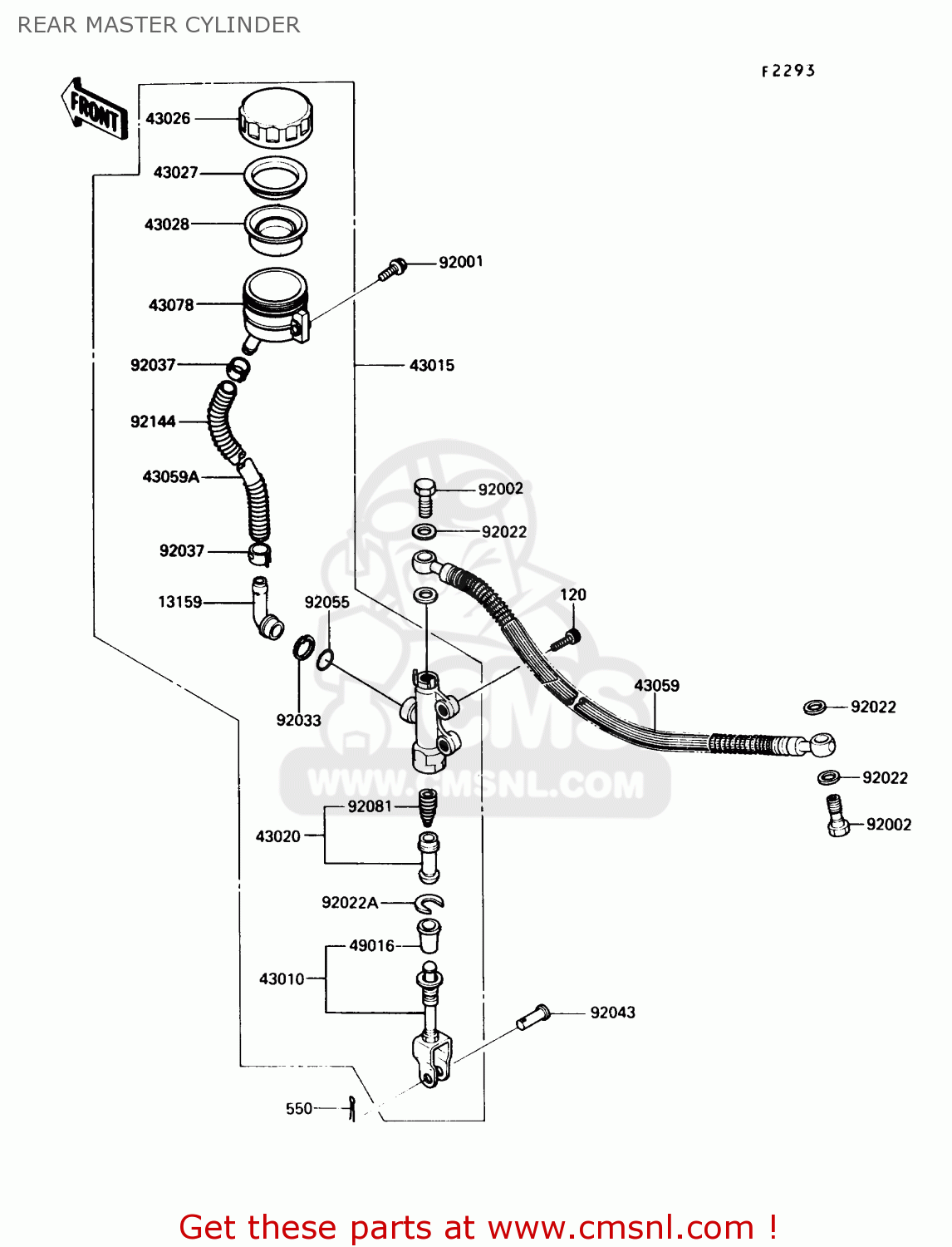 REAR MASTER CYLINDER ZG1200B4 VOYAGER XII 1990 USA CALIFORNIA CANADA