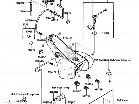 FUEL TANK - ZG1200B4 VOYAGER XII 1990 USA CALIFORNIA CANADA