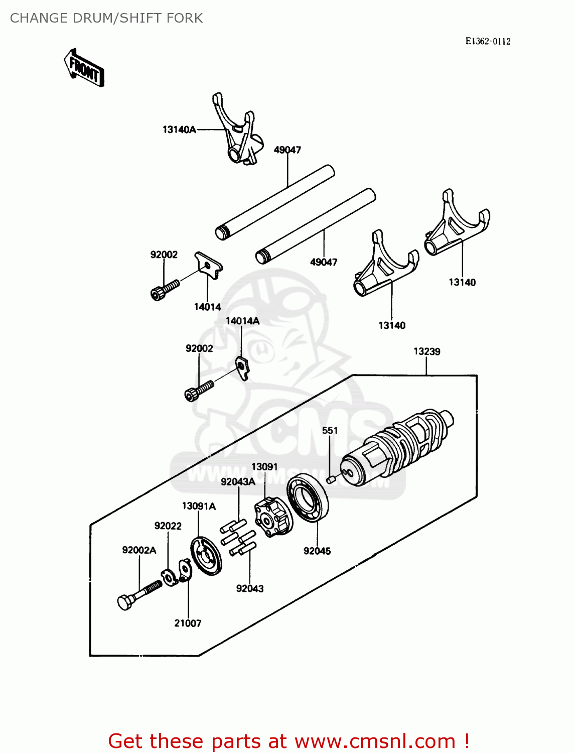 CHANGE DRUM/SHIFT FORK ZG1200B5 VOYAGER XII 1991 USA CALIFORNIA CANADA