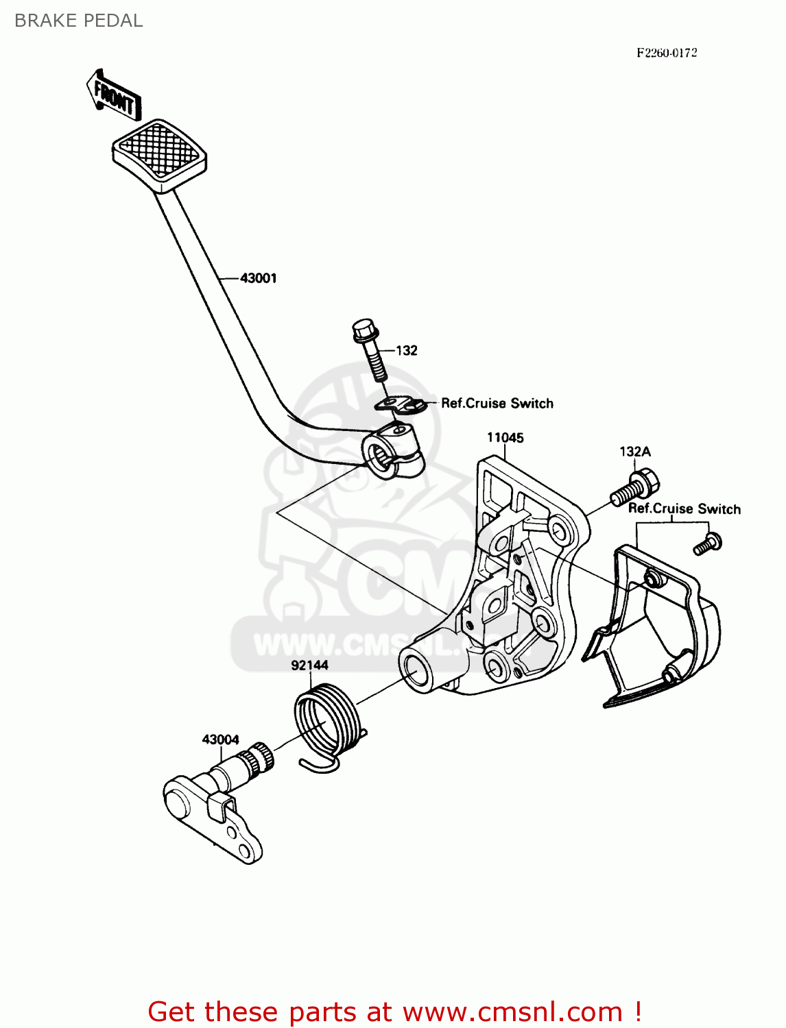 BRAKE PEDAL ZG1200B5 VOYAGER XII 1991 USA CALIFORNIA CANADA
