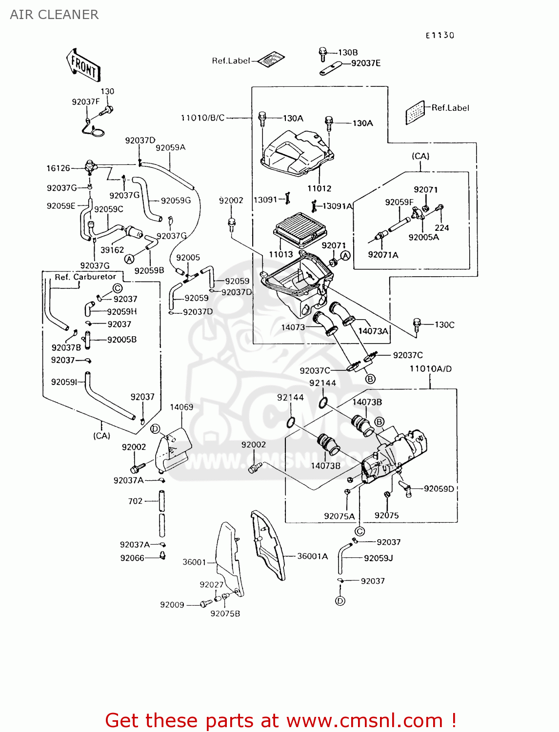 AIR CLEANER ZG1200B6 VOYAGER XII 1992 USA CALIFORNIA CANADA