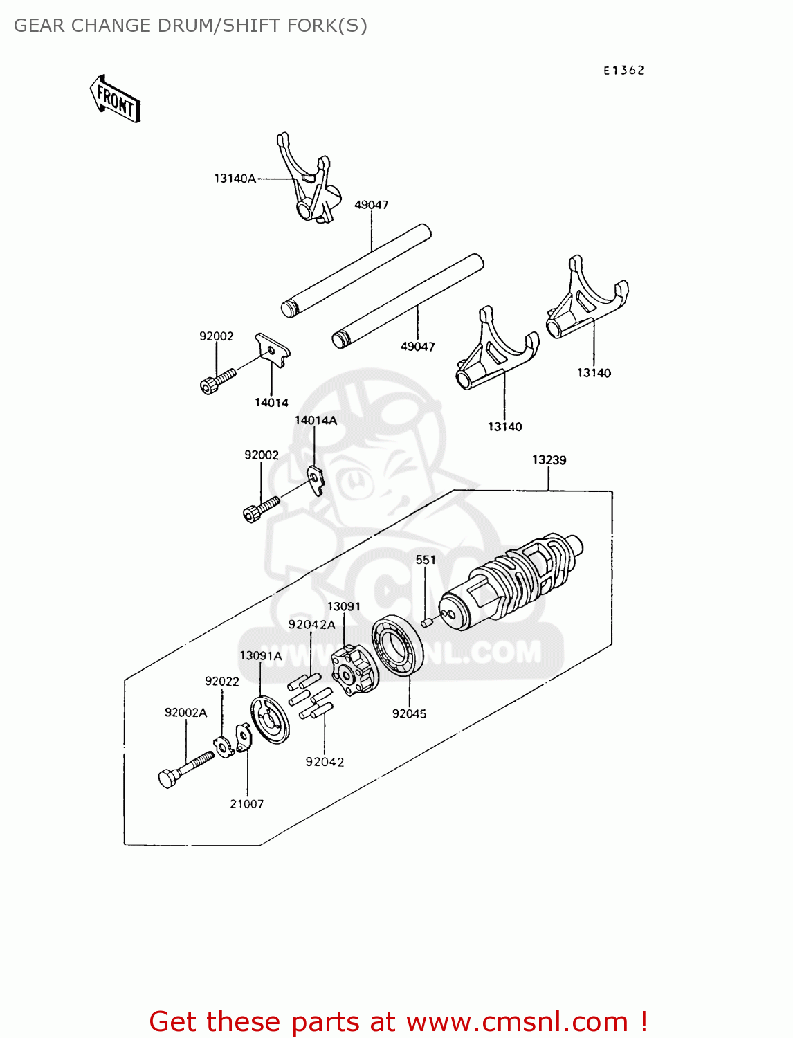 GEAR CHANGE DRUM/SHIFT FORK(S) ZG1200B6 VOYAGER XII 1992 USA CALIFORNIA CANADA