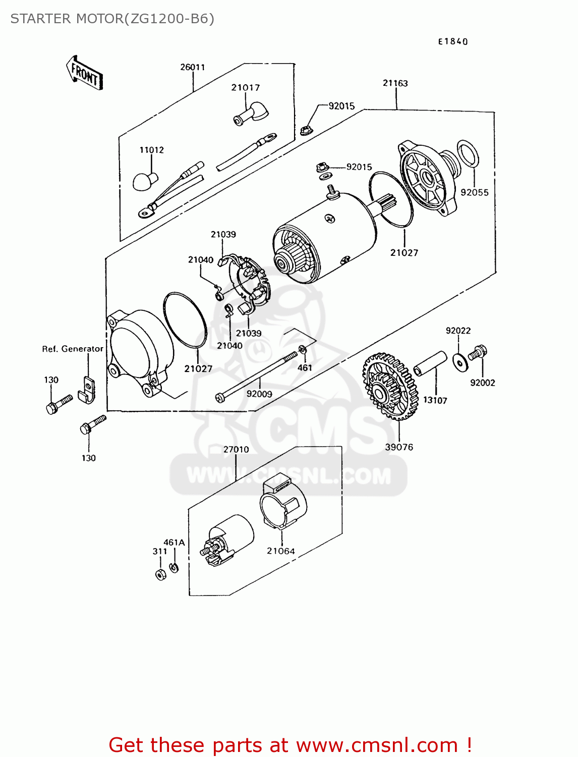 STARTER MOTOR(ZG1200-B6) ZG1200B6 VOYAGER XII 1992 USA CALIFORNIA CANADA