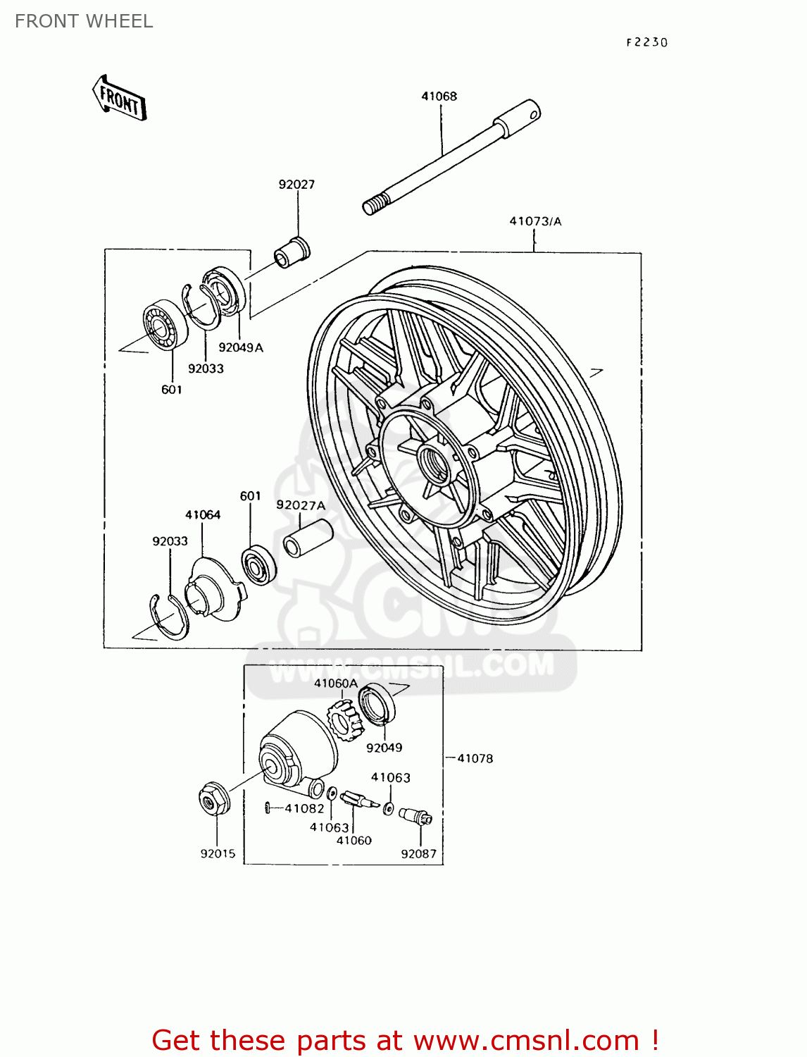 FRONT WHEEL ZG1200B6 VOYAGER XII 1992 USA CALIFORNIA CANADA