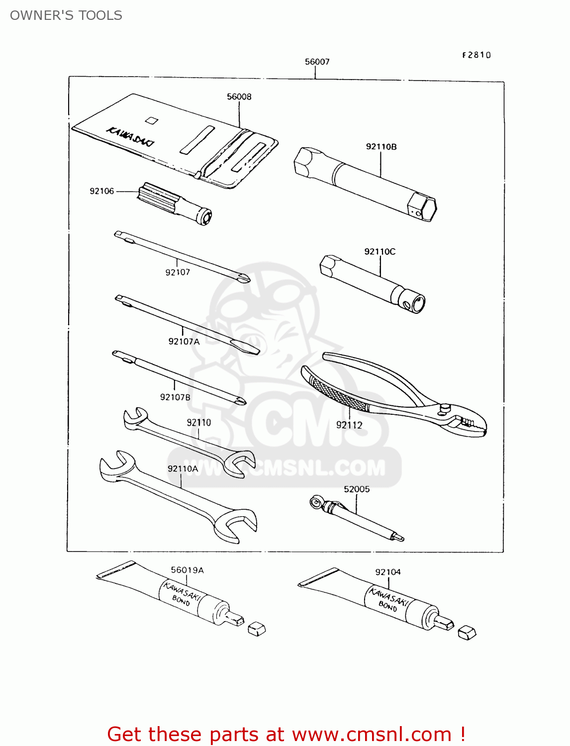 OWNER'S TOOLS ZG1200B6 VOYAGER XII 1992 USA CALIFORNIA CANADA