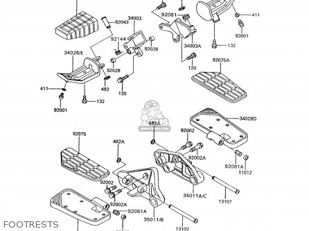 FOOTRESTS - ZG1200B6 VOYAGER XII 1992 USA CALIFORNIA CANADA