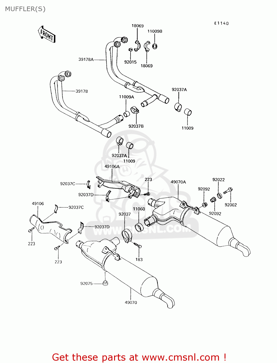MUFFLER(S) ZG1200B7 VOYAGER XII 1993 USA CALIFORNIA CANADA
