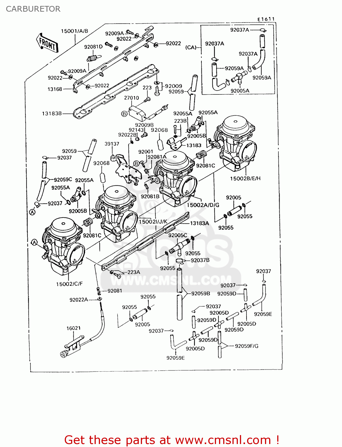 CARBURETOR ZG1200B7 VOYAGER XII 1993 USA CALIFORNIA CANADA