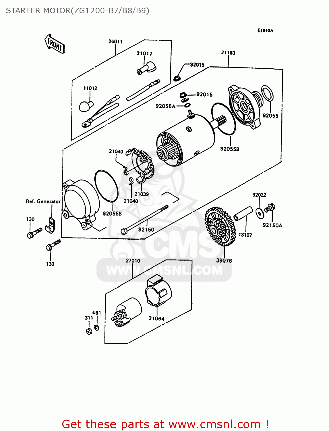 STARTER MOTOR(ZG1200-B7/B8/B9) ZG1200B7 VOYAGER XII 1993 USA CALIFORNIA CANADA