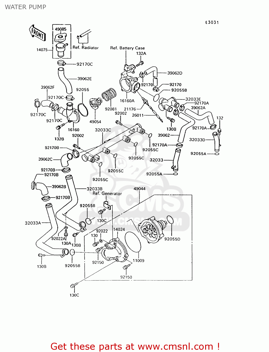 WATER PUMP ZG1200B7 VOYAGER XII 1993 USA CALIFORNIA CANADA