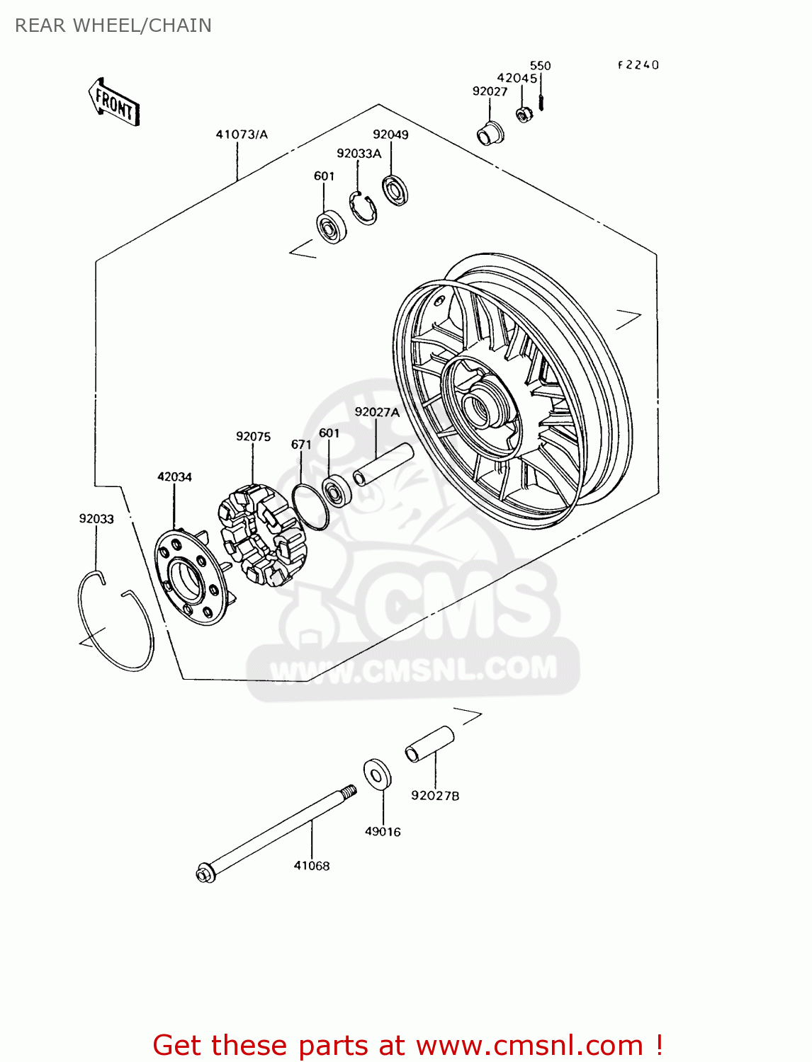 REAR WHEEL/CHAIN ZG1200B7 VOYAGER XII 1993 USA CALIFORNIA CANADA