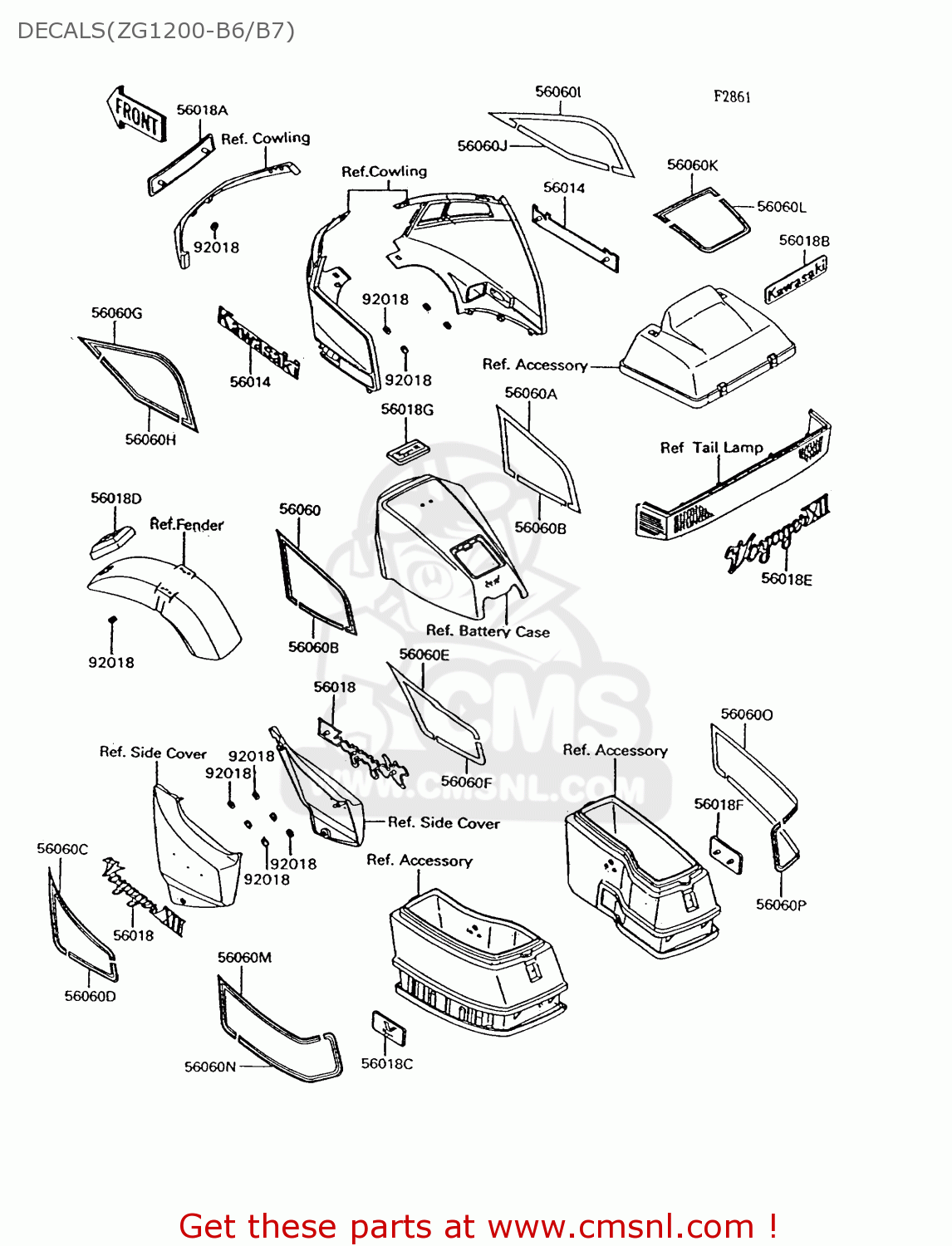 DECALS(ZG1200-B6/B7) ZG1200B7 VOYAGER XII 1993 USA CALIFORNIA CANADA