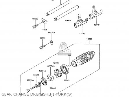 GEAR CHANGE DRUM/SHIFT FORK(S) - ZG1200B7 VOYAGER XII 1993 USA CALIFORNIA CANADA