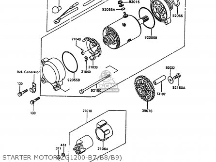 STARTER MOTOR(ZG1200-B7/B8/B9) - ZG1200B7 VOYAGER XII 1993 USA CALIFORNIA CANADA