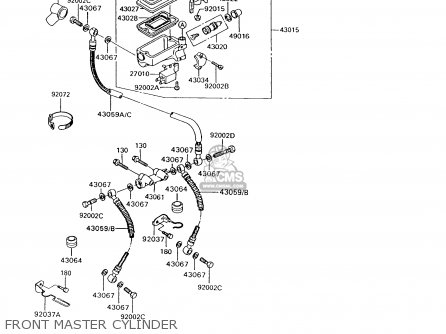 FRONT MASTER CYLINDER - ZG1200B7 VOYAGER XII 1993 USA CALIFORNIA CANADA