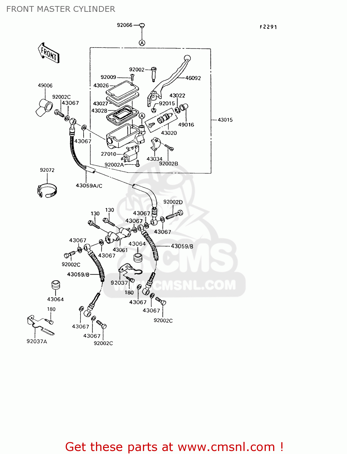 FRONT MASTER CYLINDER ZG1200B8 VOYAGER XII 1994 USA CALIFORNIA CANADA
