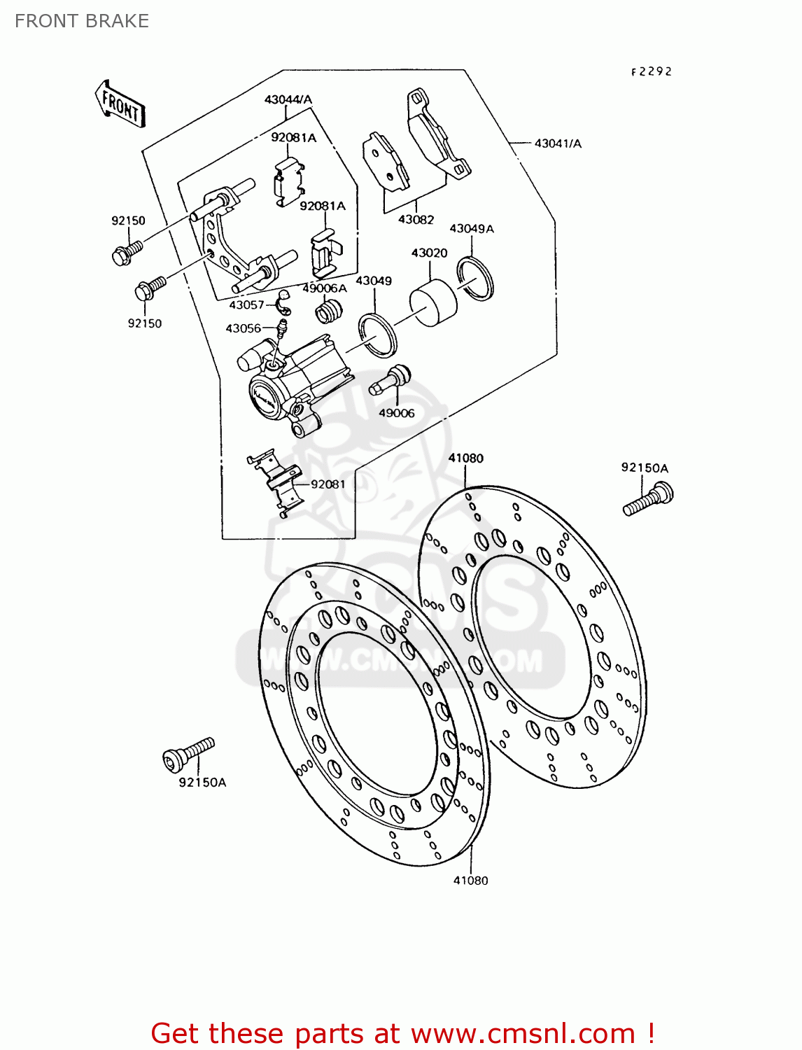 FRONT BRAKE ZG1200B8 VOYAGER XII 1994 USA CALIFORNIA CANADA