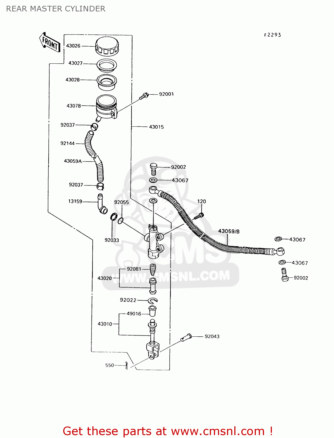 REAR MASTER CYLINDER ZG1200B8 VOYAGER XII 1994 USA CALIFORNIA CANADA