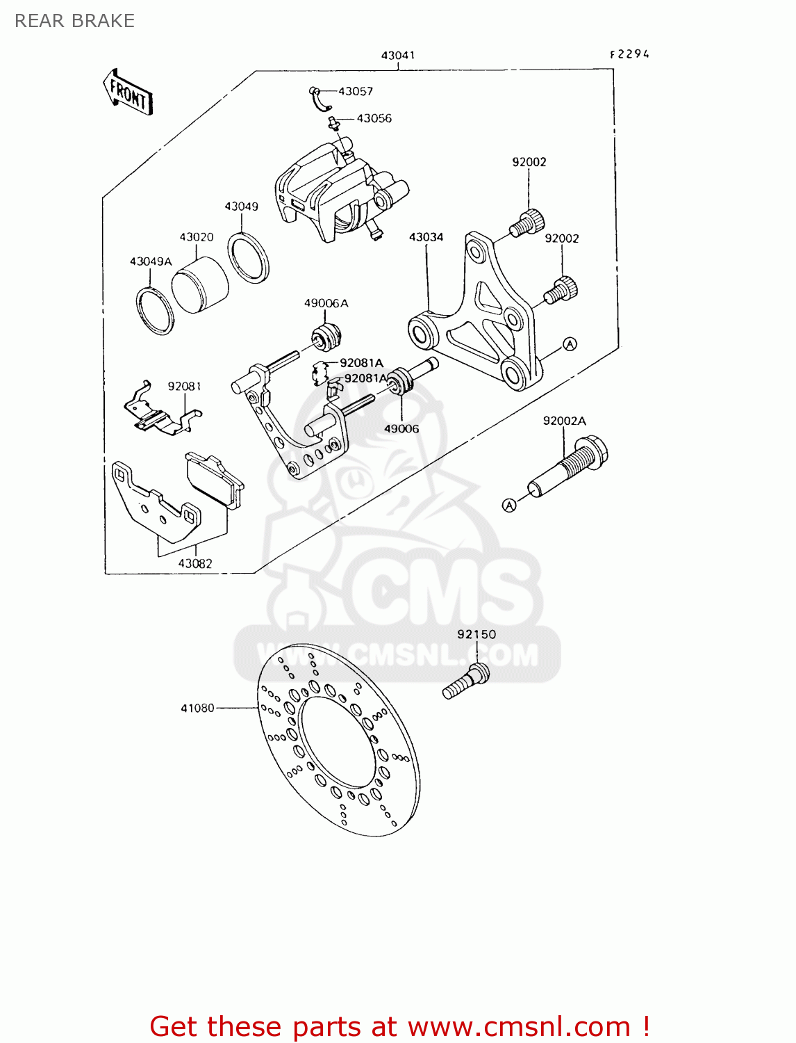 REAR BRAKE ZG1200B8 VOYAGER XII 1994 USA CALIFORNIA CANADA