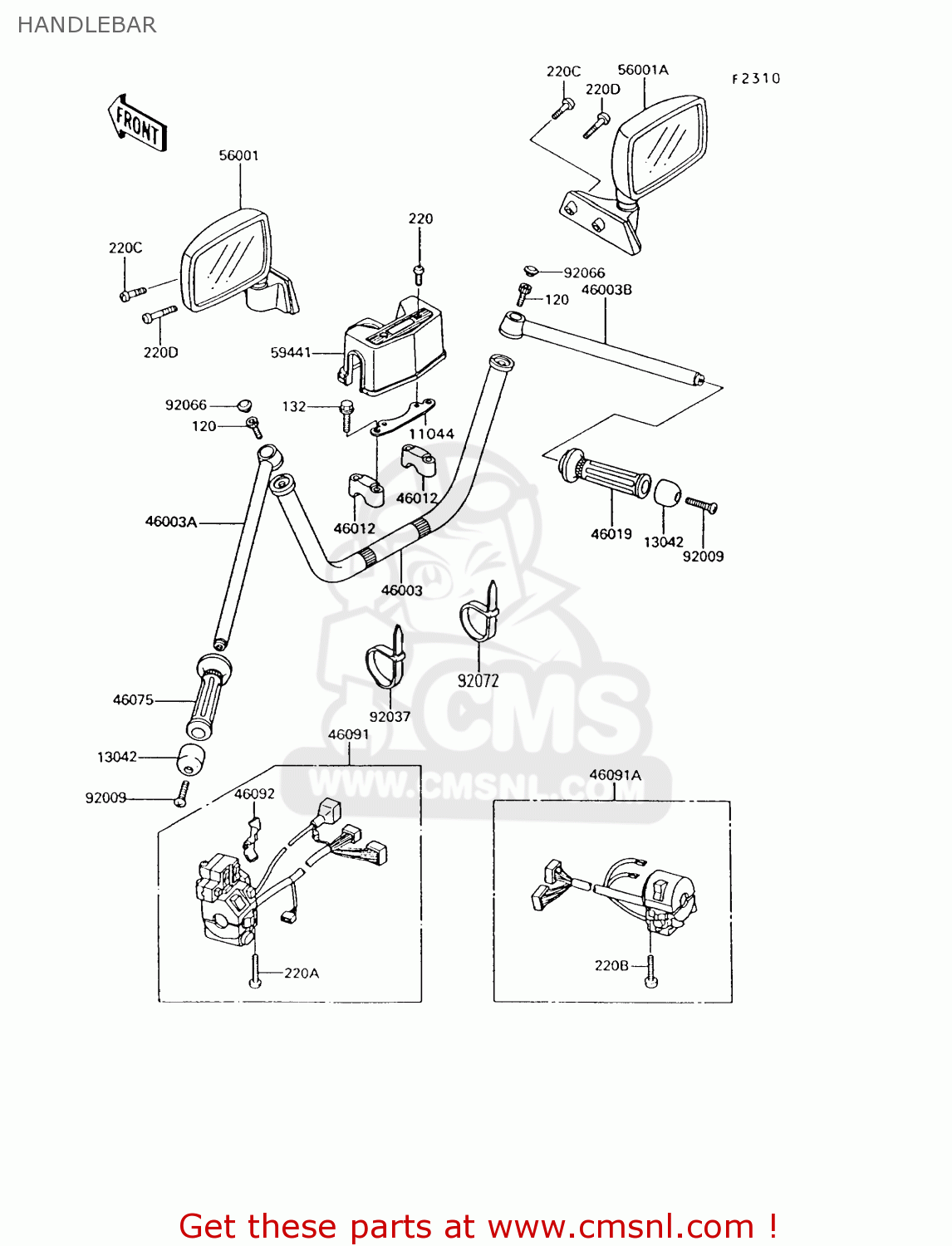 HANDLEBAR ZG1200B8 VOYAGER XII 1994 USA CALIFORNIA CANADA