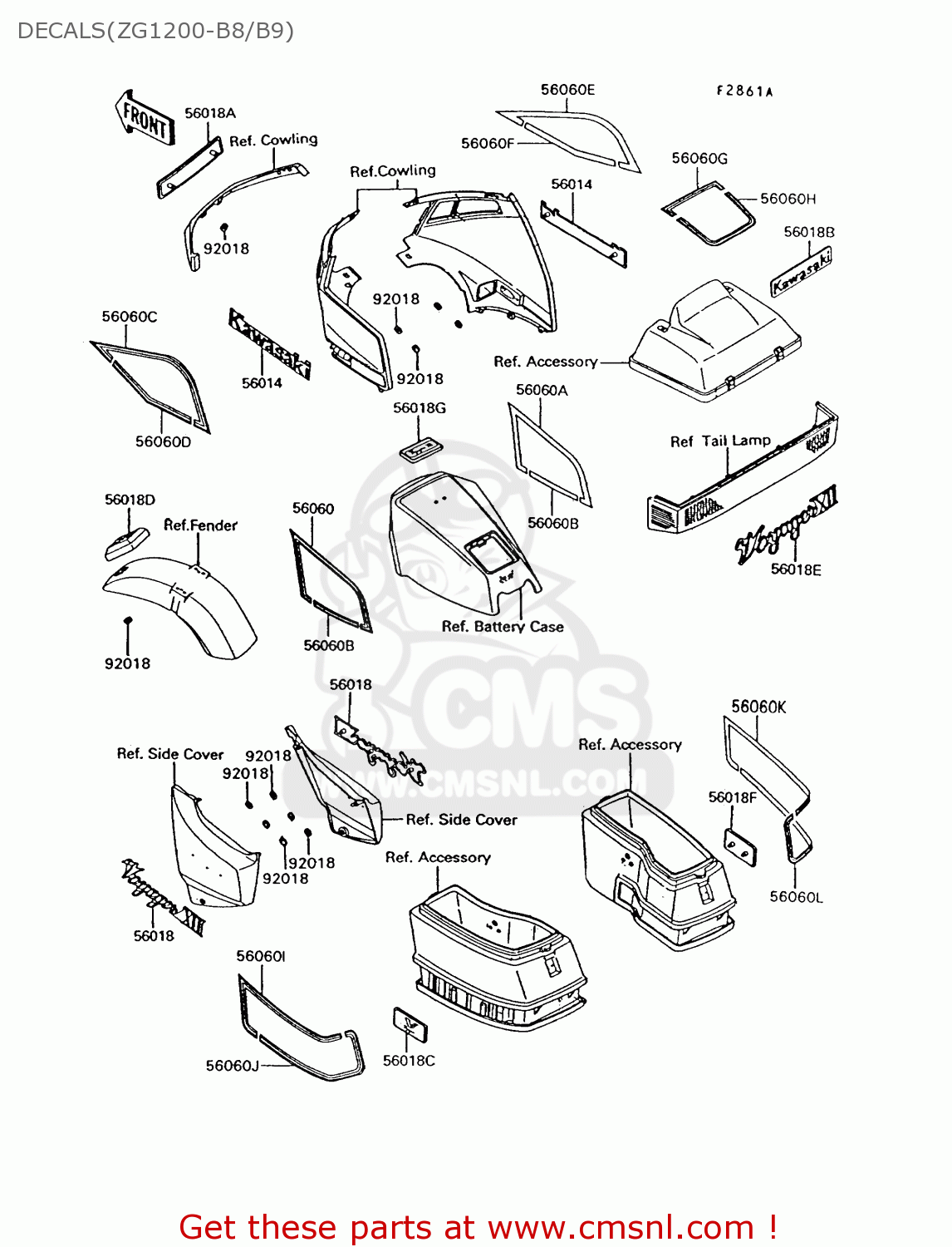DECALS(ZG1200-B8/B9) ZG1200B8 VOYAGER XII 1994 USA CALIFORNIA CANADA