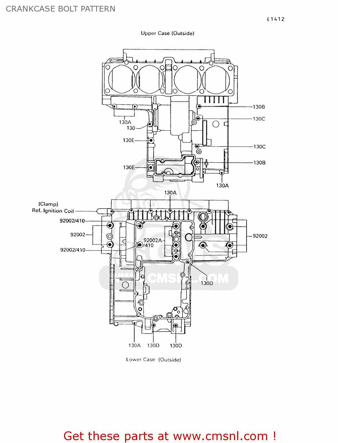 CRANKCASE BOLT PATTERN ZG1200B9 VOYAGER XII 1995 USA CALIFORNIA CANADA