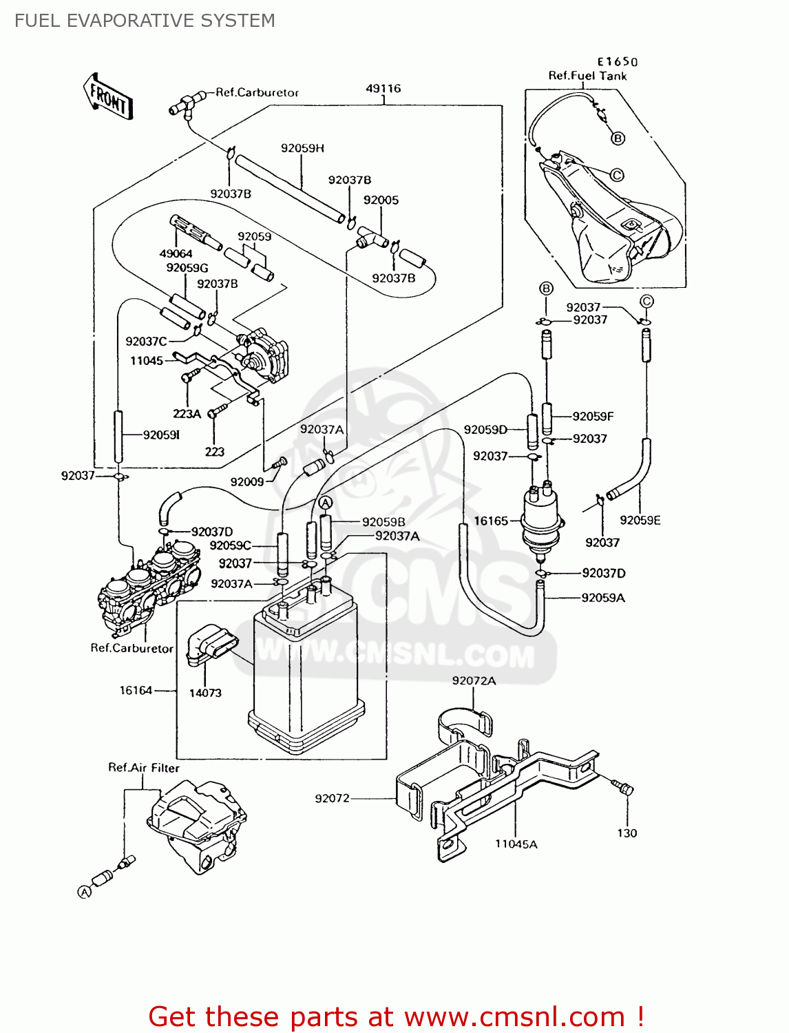 FUEL EVAPORATIVE SYSTEM ZG1200B9 VOYAGER XII 1995 USA CALIFORNIA CANADA