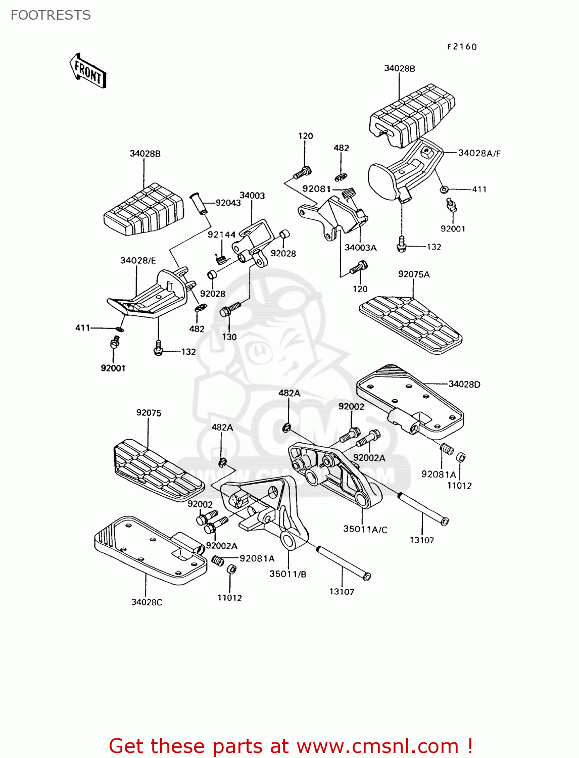 FOOTRESTS ZG1200B9 VOYAGER XII 1995 USA CALIFORNIA CANADA