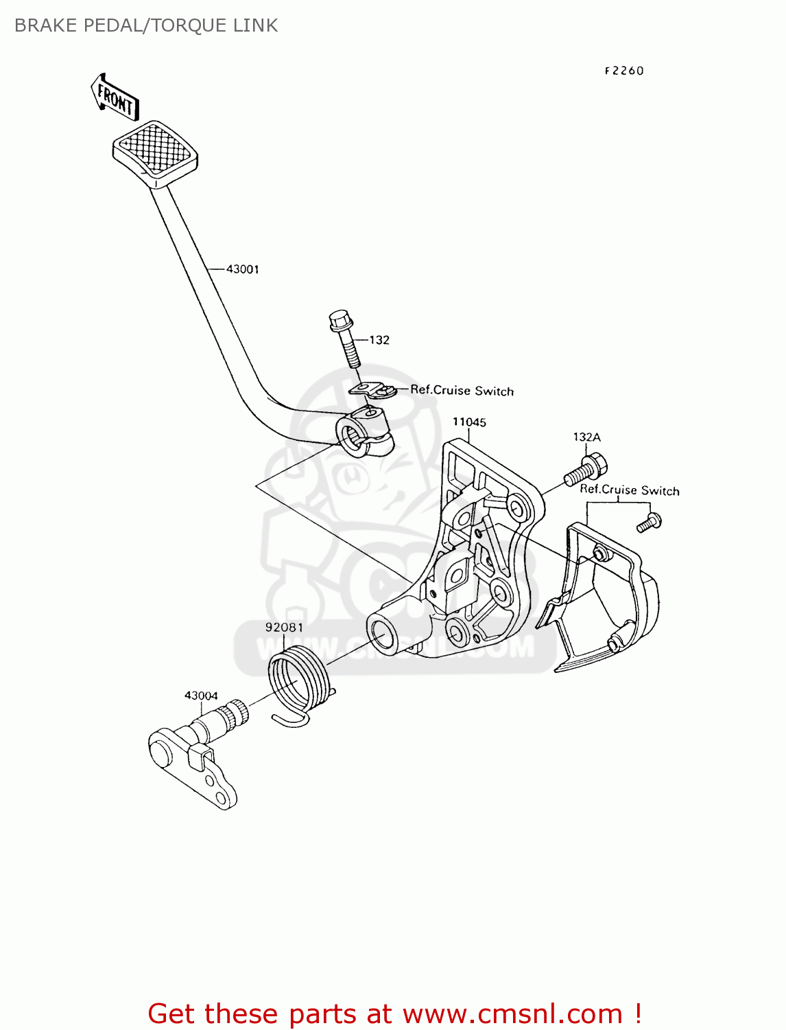 BRAKE PEDAL/TORQUE LINK ZG1200B9 VOYAGER XII 1995 USA CALIFORNIA CANADA