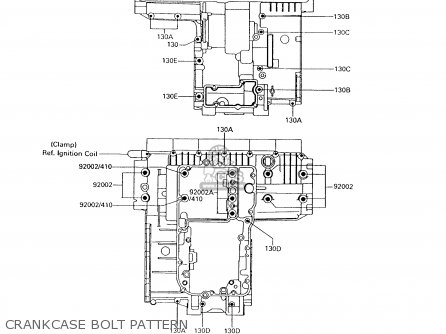 CRANKCASE BOLT PATTERN - ZG1200B9 VOYAGER XII 1995 USA CALIFORNIA CANADA
