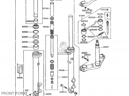 FRONT FORK - ZG1200B9 VOYAGER XII 1995 USA CALIFORNIA CANADA