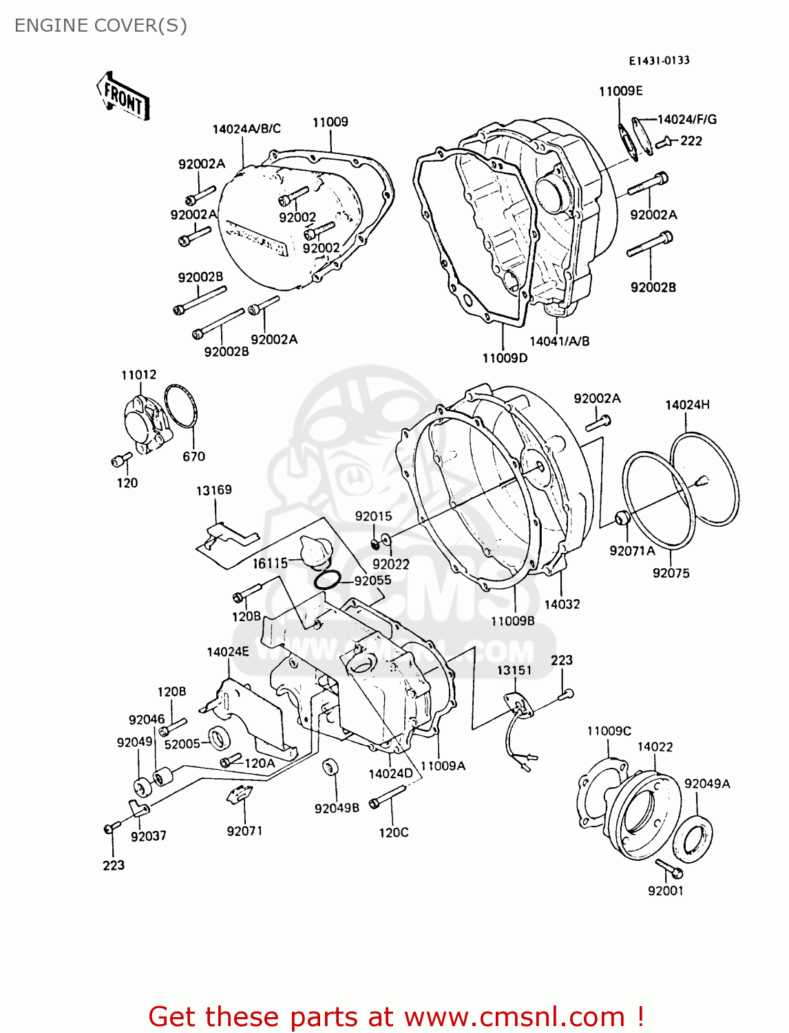 ENGINE COVER(S) ZG1300A1 Z1300 1984 EUROPE UK FR FG IT NR SD