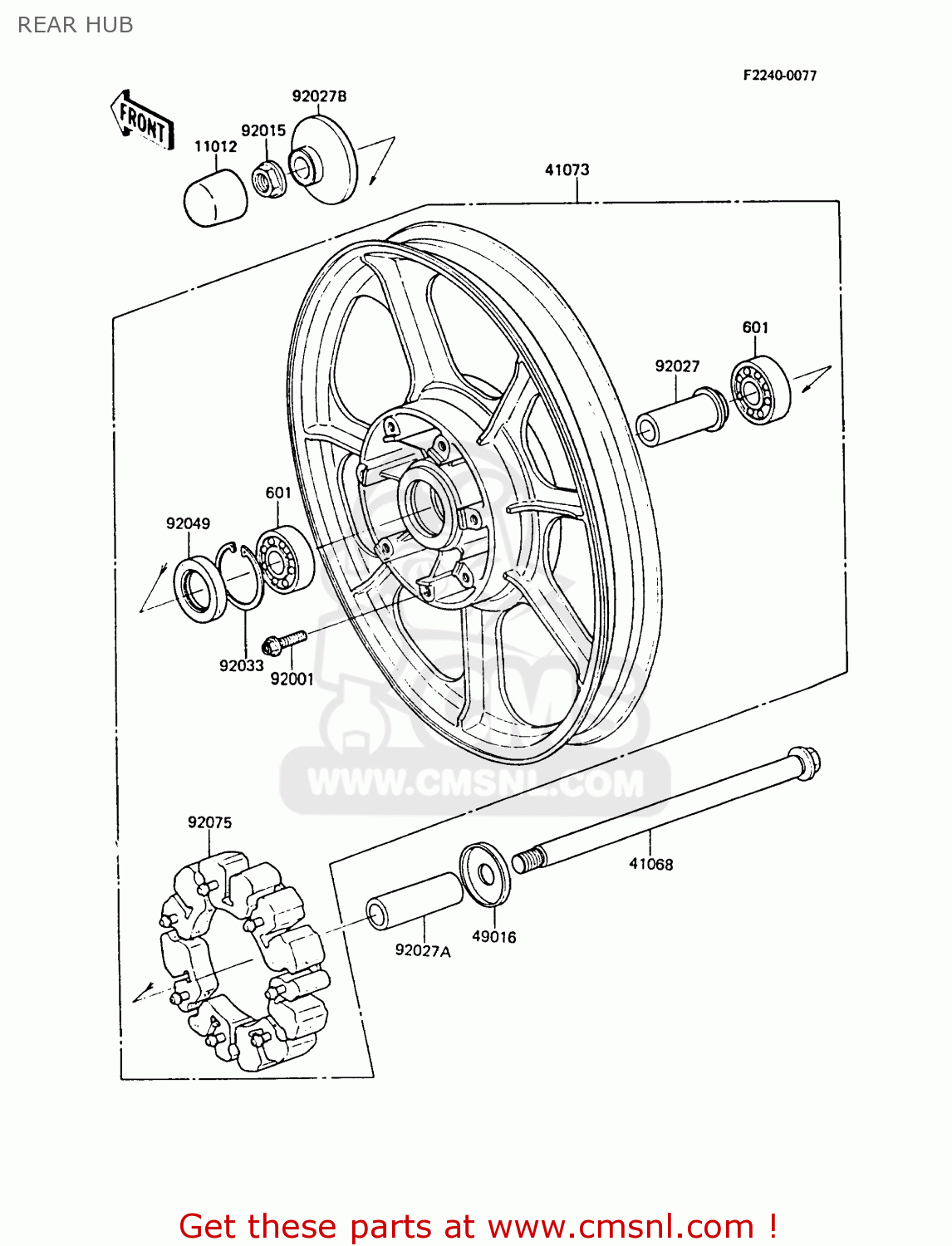 REAR HUB ZG1300A1 Z1300 1984 EUROPE UK FR FG IT NR SD