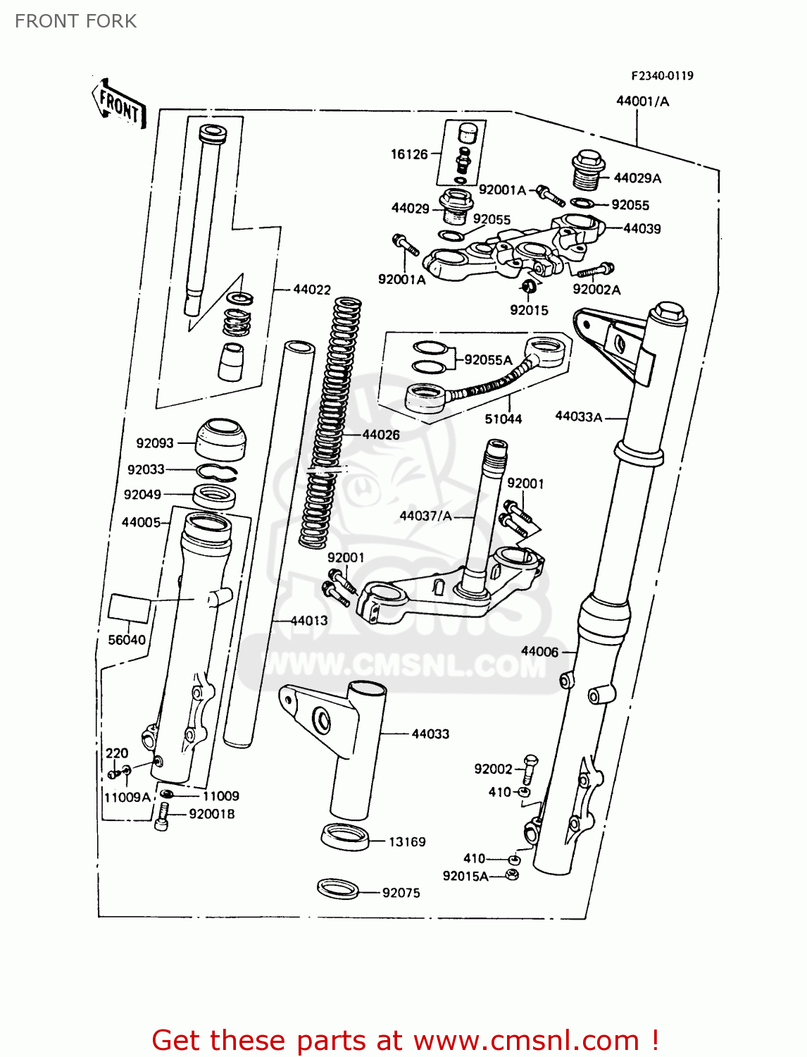 FRONT FORK ZG1300A1 Z1300 1984 EUROPE UK FR FG IT NR SD